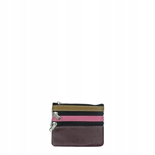 portfele damskie Saszetka skórzana na klucze z kółkiem monety bilonówka skórzana OLIVKA