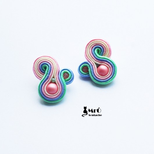 Pastelowe  kolczyki sutasz Mró Soutache