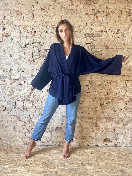 szlafroki damskie Szlafrok narzutka kimono z dresówki krótka