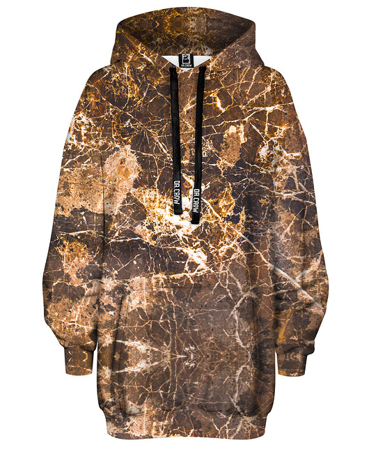 bluza z kapturem damska Bluza Oversize Tunika DR.CROW Marble Brown