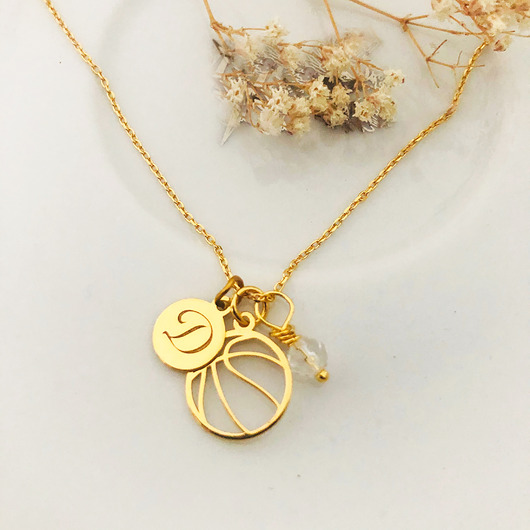 złote naszyjniki Naszyjnik z piłką , koszykówka srebro pozłacane