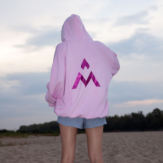 bluza z kapturem damska Bawełniana bluza z kapturem Pink Flow Hoodie UNISEX OVERSIZE