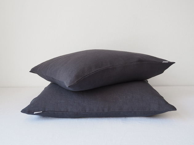 poduszki gładkie Lniana poszewka Classic CHARCOAL