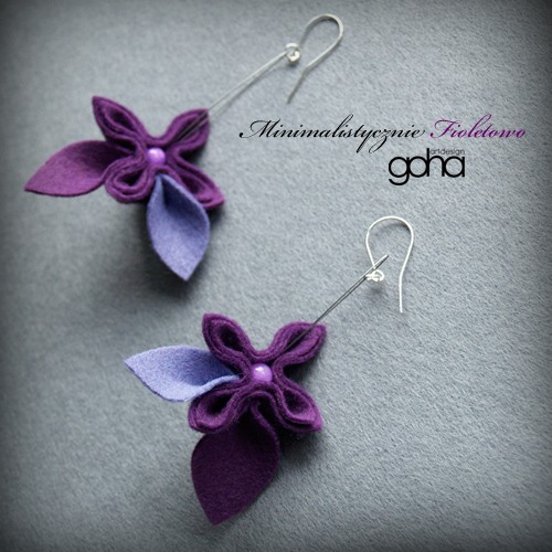 Minimalistycznie Fioletowe - Biżuteria Autorska FlowerFelt Design