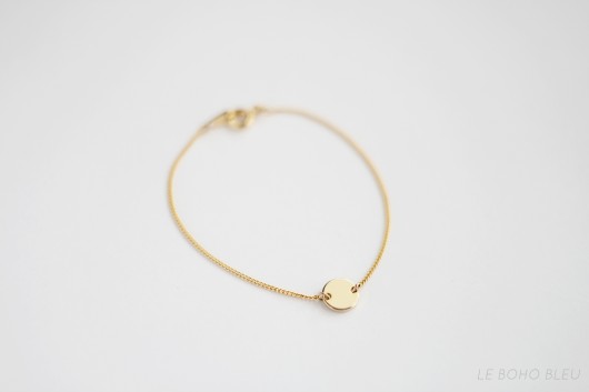 bransoletki złote 16k Gold Plated 2 Holes Small Round Tag Bracelet