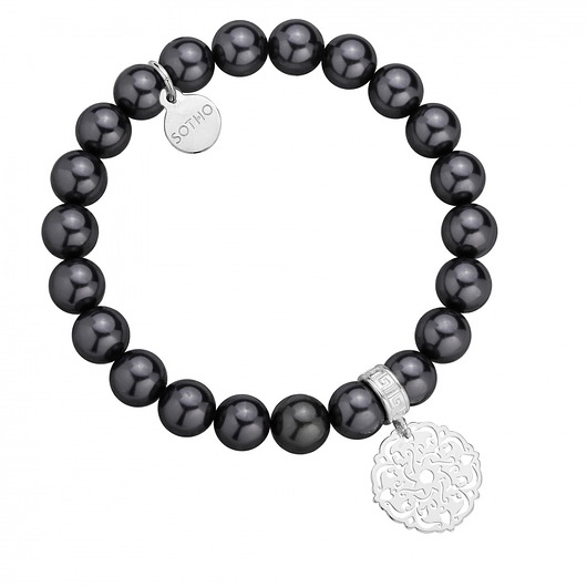 Grafitowa bransoletka z pereł kryształ SWAROVSKI® CRYSTAL SOTHO