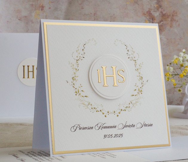 kartki na komunię Kartka na komunię z ozdobną kopertą, 96b