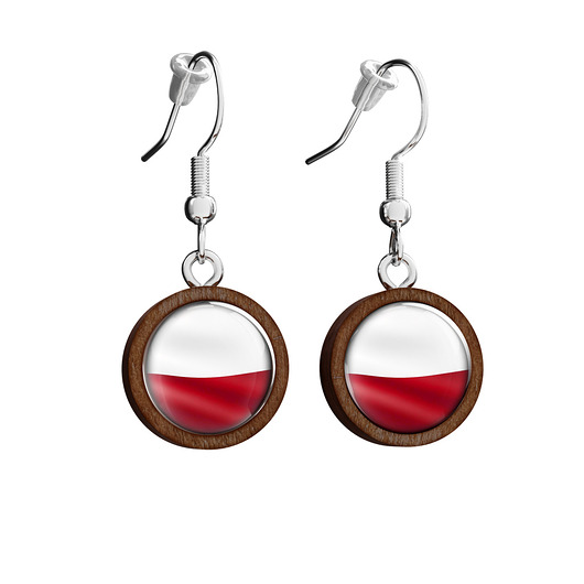 kolczyki drewniane Kolczyki drewniane - Polska flaga - wiszące