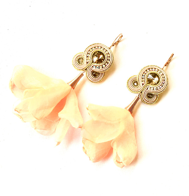 kolczyki soutache Sutaszowe kolczyki  ROSE APRICOT