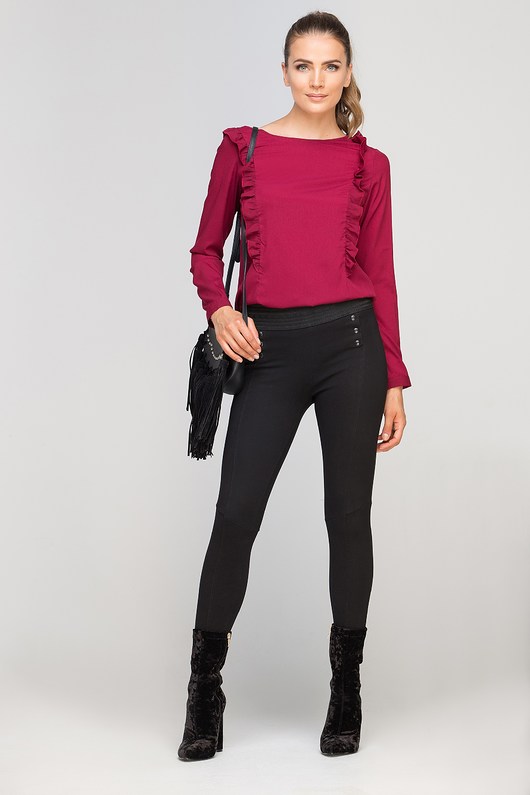 BLUZKA Z PIONOWYMI FALBANAMI,BLU136 BORDO Lanti