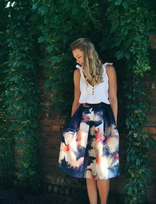 spódnice midi Spódnica kwiaty midi