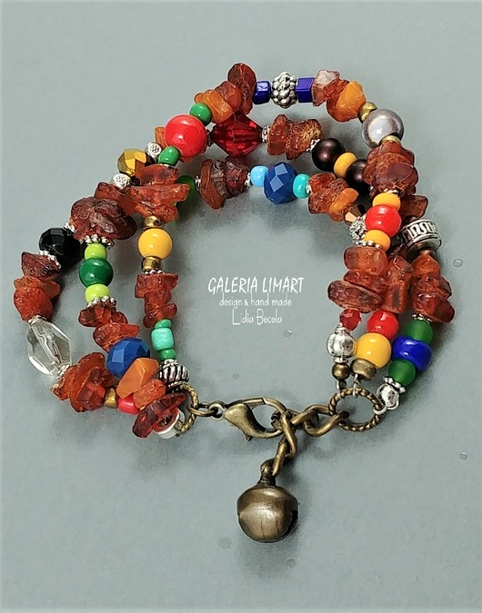 Mix w stylu Boho z bursztynem.Bransoletka lux Galeria Limart