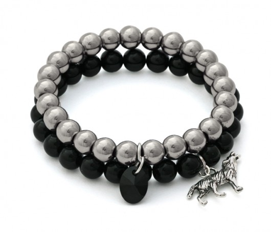 Black jade & silver hematitel set. Lavoga