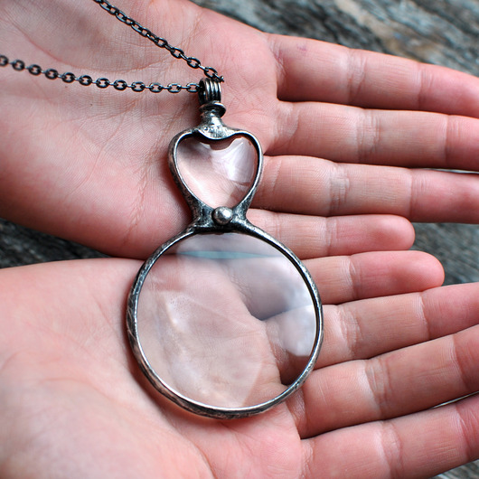 wisiory Miłość pod szkłem artystyczny naszyjnik z lupką