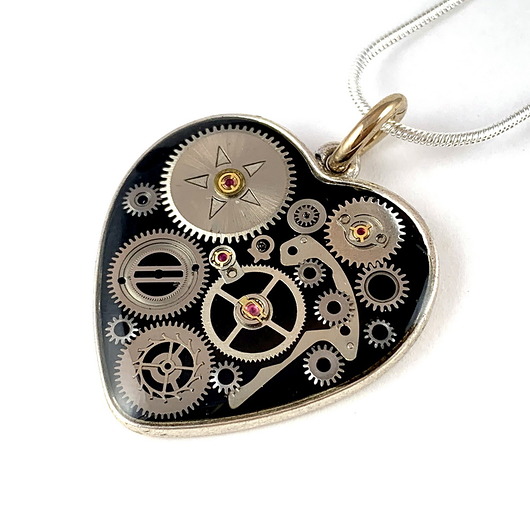 wisiory Wisior silver heart (Black)