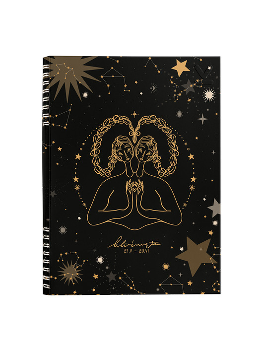 kalendarze i plannery NOTES ZODIAKI BLIŹNIĘTA B5  160 stron  SZARE KRATKI