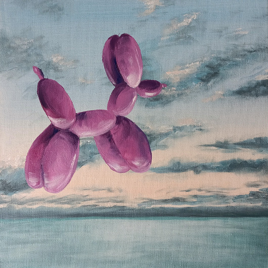 obrazy 40 x 40cm Piesek balonowy olej na płótnie ręcznie malowany