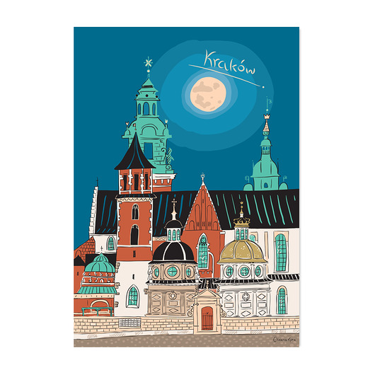 plakaty Plakat A4 Kraków Wawel Nocą