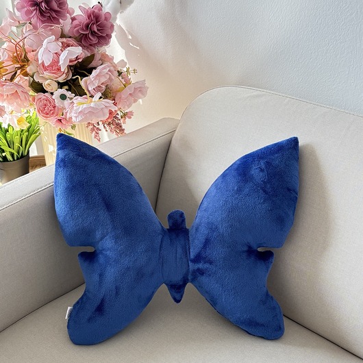 poduszki z grafiką Poduszka Dekoracyjna Motyl Głęboki Niebieski
