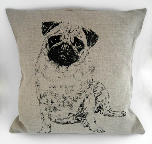Mops - lniana poszewka na poduszkę 40x40 Wild Dot