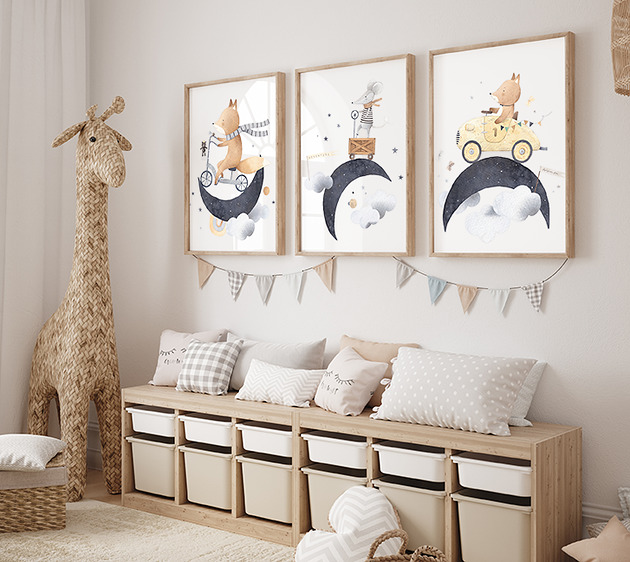 obrazy i plakaty do pokoju dziecięcego Plakaty dla niemowlaka ze zwierzątkami