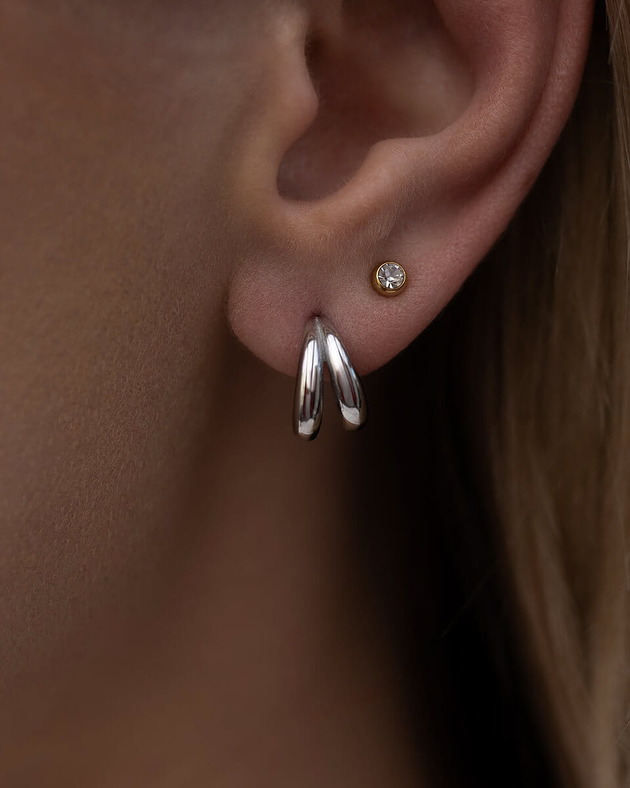 kolczyki pozłacane Piękne srebrne kolczyki ze stali szlachetnej