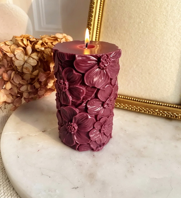 świeczniki i świece Świeca sojowa ekologiczna dekoracyjna walec "Burgundy Touch" 105x65mm