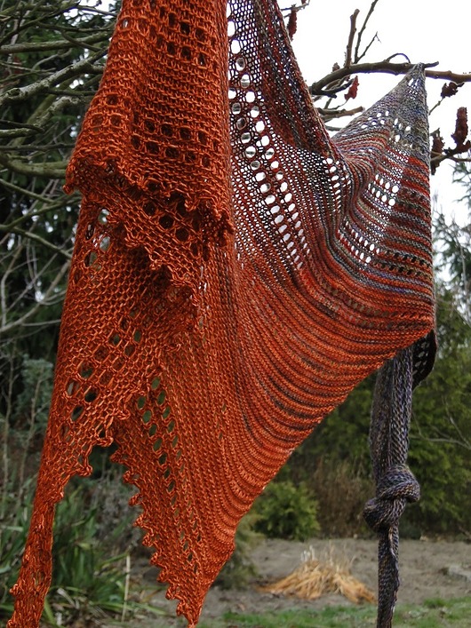 hot orange / chusta - asymetryczny szal agat handmade
