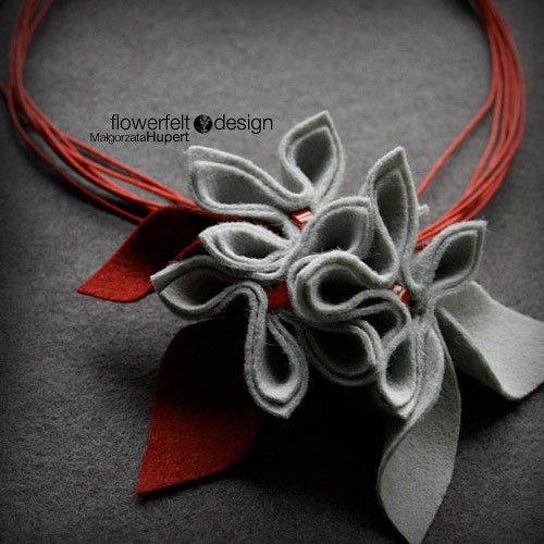 Grey with Red FlowerFelt Design