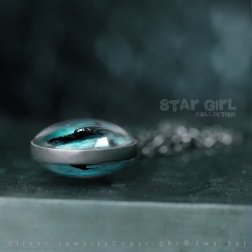 Star Girl collection - dwustronny medalion Ewa Saj  Silver