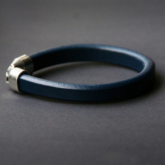 męska bransoletka : SKÓRA : navy blue kaktusia
