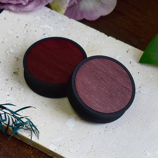 biżuteria różna Tunele do uszu 10-100mm / wypełnienie z drewna / ciemna wiśnia