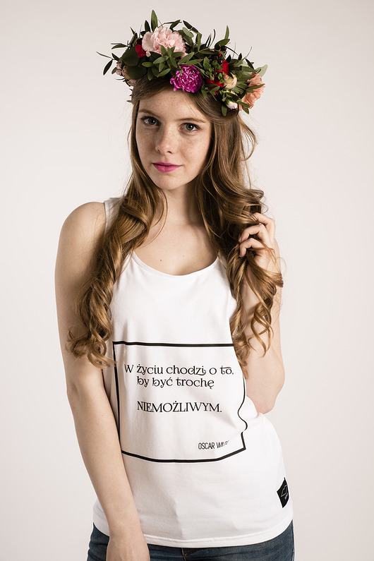 t-shirt damskie Top z cytatem, Oscar Wilde, Być niemożliwym