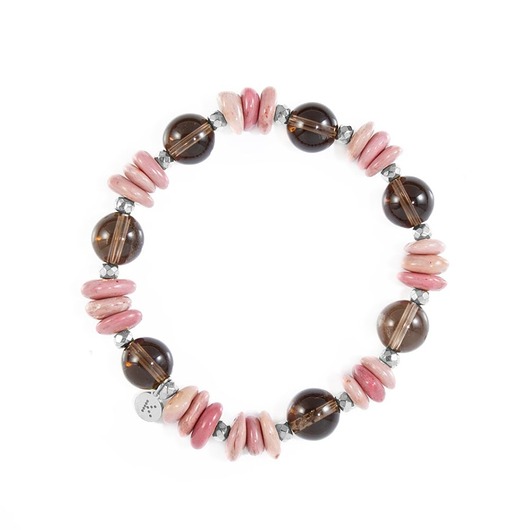 bransoletki z kamieni naturalnych Bransoletka z pudrowo brązowych kamieni II - Wersja Srebrna