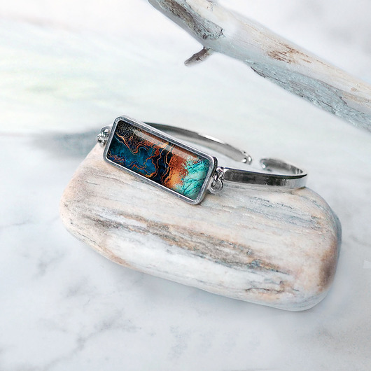 bransoletki - inne NOWOCZESNA bransoleta ze stali szlachetnej "Baltic marble"