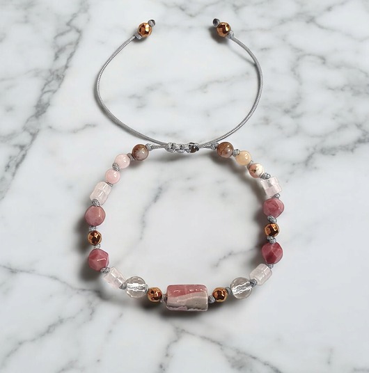 bransoletki z kamieni naturalnych SELF LOVE - amulet - RODOCHROZYT, rodonit, opal, k.górski,  k.różowy