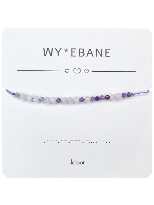 bransoletki na sznurku Bransoletka z alfabetem Morse Księżycowy, Ametyst