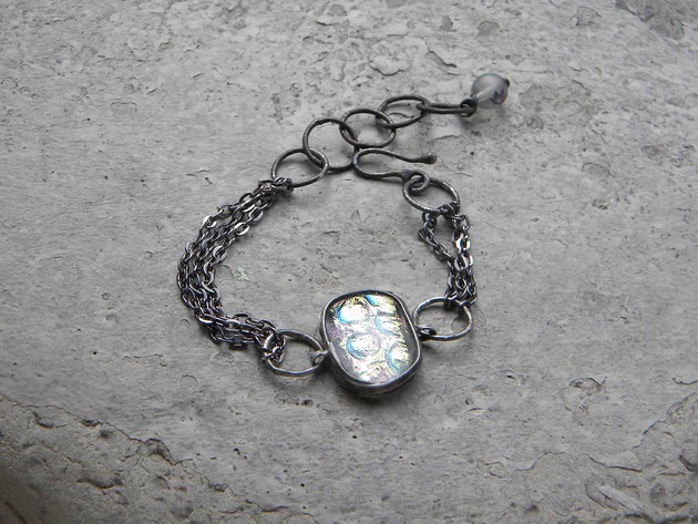 bransoletki wire wrapping Tęczowe bąble   - bransoleta