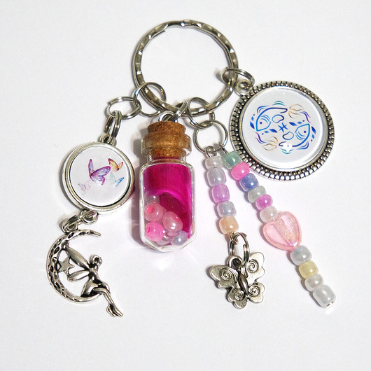 breloki Breloczek - Ryby, motyle, fiolka, pastelowy