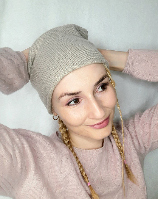 czapki damskie Kaszmirowa czapka- czapka z kaszmiru 100% beżowa gładka