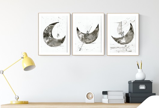 zestaw 3 grafik A4 wykonanych ręcznie Krystyna Siwek Art