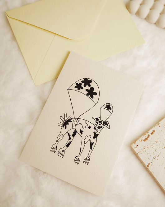 grafiki i ilustracje Pocztówka Ilustracja Latający Pies