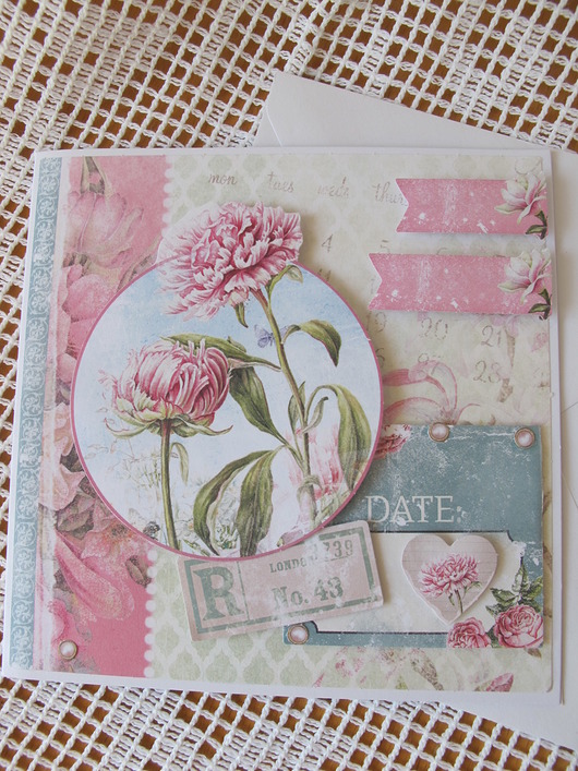 kartki scrapbooking Peonie