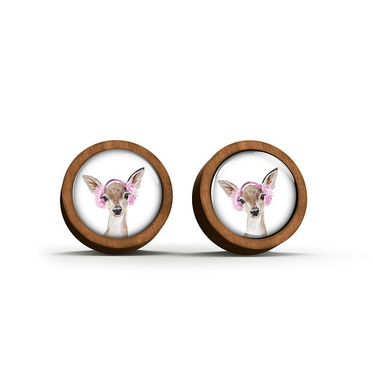 kolczyki drewniane Kolczyki drewniane - Sarenka - sztyfty