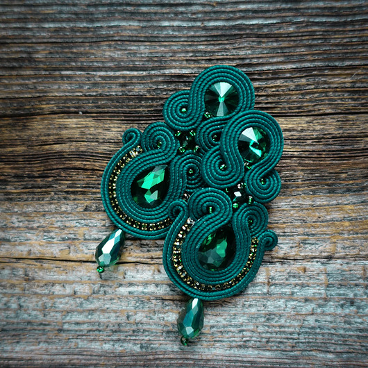 kolczyki soutache Szmaragdowe - kolczyki sutasz