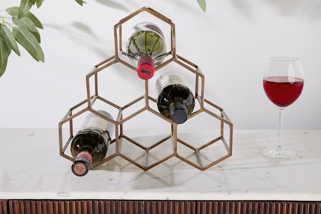kuchnia - różne Metalowy stojak na butelki Tegu stojak na wino