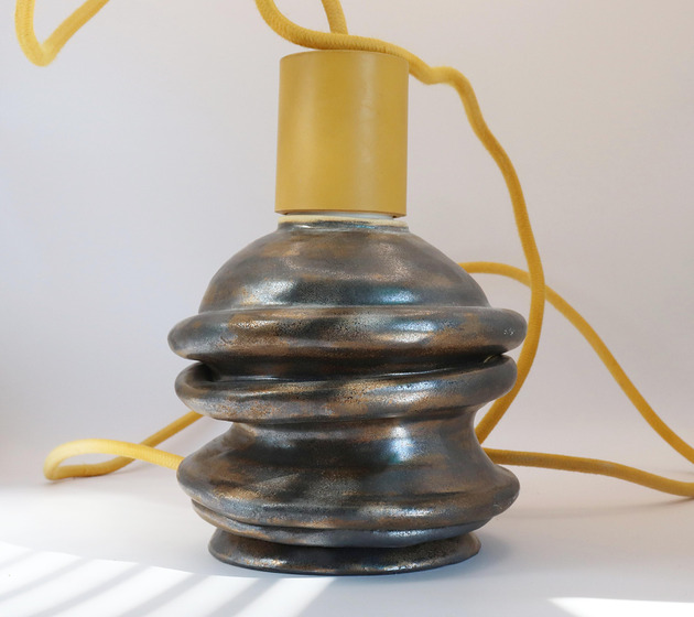 lampy wiszące Lampa wisząca ceramiczna Dzwonek czarno biała