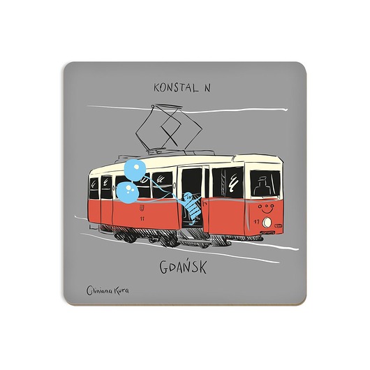 Podkładka pod kubek Gdańsk Tramwaj Konstal N Gliniana Kura