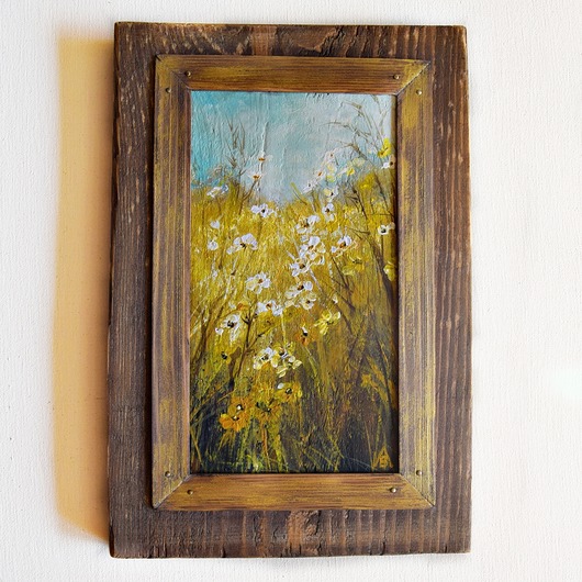 obrazy Łąka - impresja obraz ręcznie malowany na desce