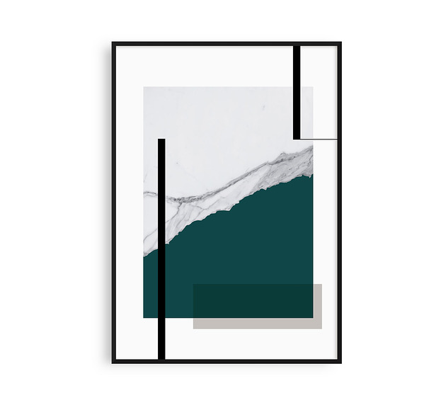 MARBLE 3 - autorski plakat z butelkową zielenią PLAKATY GEOMETRYCZNE